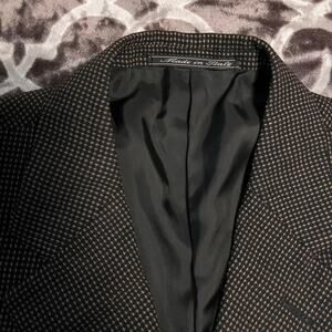 Ermenegildo Zegna Wool Blazer 54R Brown Black Suit Jacket 3 Button Single Breast